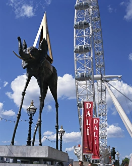 The Space Elephant by Salvador Dali beside the London Eye, London, England