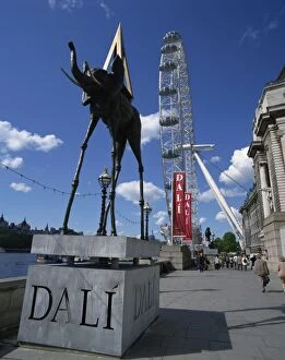 South Bank Collection: The Space Elephant by Salvador Dali beside the London Eye, London, England