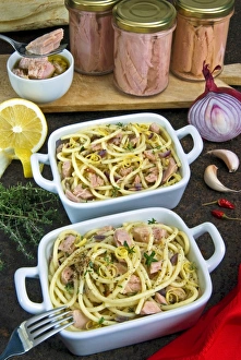 Sardinia Prints: Spaghetti with tunafish, Sardinian cooking, Sardinia, Italy, Europe