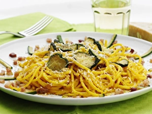 Lunch Prints: Spaghetti with zucchini, Italy, Europe