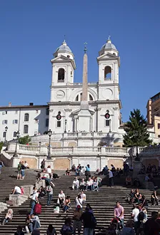 Catholic Prints: Spanish Steps and Trinita dei Monti church, Rome, Lazio, Italy, Europe