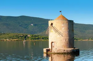 Elegance Prints: Spanish windmill, Orbetello Lagoon, Orbetello, Province of Grosseto, Tuscany, Italy