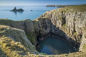 Spectacular cliff top scenery on the Pembrokeshire Coast National Park, Bosherton