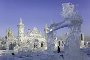 Spectacular ice sculptures at the Harbin Ice and Snow Festival in Harbin, Heilongjiang Province