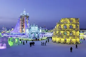 Spectacular illuminated ice sculptures at the Harbin Ice and Snow Festival in Harbin