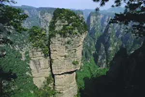 Spectacular limestone outcrops and forested valleys of Zhangjiajie Forest Park in the Wulingyuan Scenic Area, Hunan