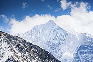 Pyramid Prints: Spectacular View of Gangchempo Glaciated Pyramid Rising Above Snowy Slopes from Kyanjin Ri Summit in the Langtang
