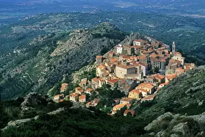 Roofs Prints: Speloncato, village of Balagne region, Upper Corsica, Northern Corsica, France, Europe