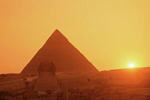 Time Collection: Sphinx and Kefren (Chephren) pyramid, Giza, UNESCO World Heritage Site