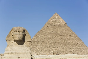 Sphinx Prints: Sphinx and Pyramid of Chephren, The Giza Pyramids, UNESCO World Heritage Site, Giza