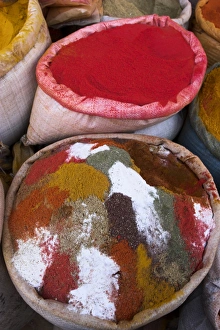Kabul Prints: Spice shop, Bazaar, Central Kabul, Afghanistan, Asia