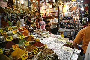 Spice shop at the Spice Bazaar, Istanbul, Turkey, Europe