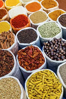 Fresh Prints: Spice shop at the Wednesday Flea Market in Anjuna, Goa, India, asia