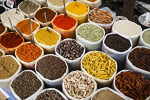 Produce Prints: Spice stall at Mapusa Market, Goa, India, Asia