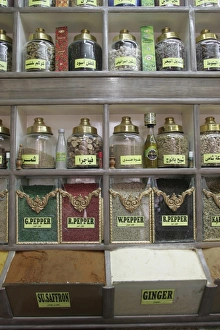 Jars Prints: Spices at the Aswan spice market, Egypt, North Africa, Africa