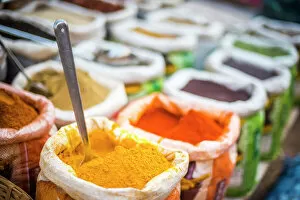 Foreground Focus Gallery: Spices for sale in Mapusa Spice Market, Goa, India, Asia