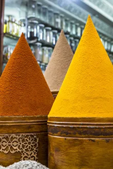 Marrakesh Prints: Spices for sale in souk, Medina, Marrakech, Morocco, North Africa, Africa