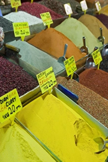 Turkish Culture Prints: Spices for sale, Spice Bazaar, Istanbul, Turkey, Western Asia