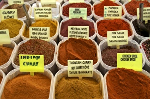 Spices Prints: Spices on stall in the market in Kalkan, Anatolia, Turkey, Asia Minor, Eurasia