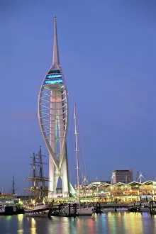 Illumination Collection: Spinnaker Tower at twilight, Gunwharf Quays, Portsmouth, Hampshire, England