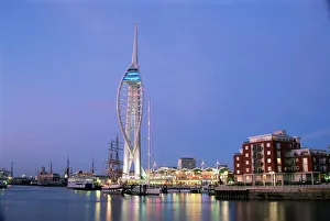 Hampshire Prints: Spinnaker Tower at twilight, Gunwharf Quays, Portsmouth, Hampshire, England