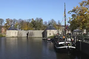 Noord Brabant Prints: The Spinola boat is docked in front of the Spanish Gate (Spanjaardsgat) by the harbour of Breda