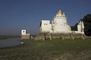 Spiral Prints: Spiral temple on Taungthaman Lake near U Beins Bridge, Mandalay, Myanmar (Burma)