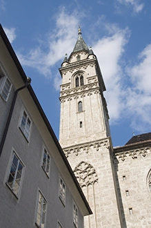 Images Dated 16th February 2008: Spire of the Franciscan Church, Salzburg, Austria, Europe