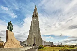 Adults Prints: The spire of Hallgrimskirkja Church