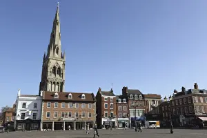 Market Square Prints: The spire of St. Mary Magdalene church rises over building on the Market Square in