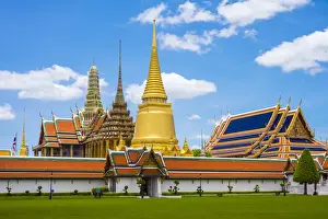 Thai Culture Prints: Spires and stupas of Temple of the Emerald Buddha (Wat Phra Kaew), Grand Palace complex