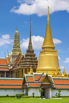 Thai Culture Prints: Spires of the Temple of the Emerald Buddha (Wat Phra Kaew), Grand Palace complex