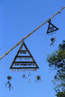 Spirit Prints: Spirit gate, Nam Ded Mai Akha village, Muang Sing, Laos, Indochina, Southeast Asia, Asia