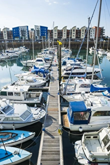 Jersey Prints: Sport boat harbour, St. Helier, Jersey, Channel Islands, United Kingdom, Europe