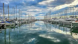Docked Prints: Sport harbour, futuristic seaside town of La Grande Motte