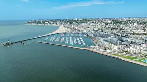 Watercraft Prints: Sports harbour view featuring boats and marina alongside shoreline in Le Havre