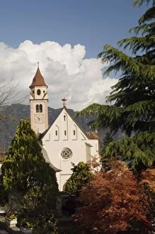 Images Dated 24th April 2008: Spring colours, Church of St. John the Baptist, Dorf Tyrol, Sud Tyrol, Italy, Europe