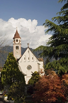 Images Dated 24th April 2008: Spring colours, Church of St. John the Baptist, Dorf Tyrol, Sud Tyrol, Italy, Europe