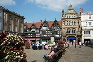 Squares Prints: The Square and High Street shops, Shrewsbury, Shropshire, England, United Kingdom, Europe