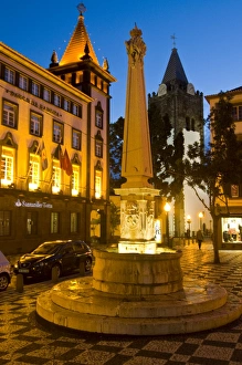 Funchal Prints: Square at night, Funchal, Madeira, Portugal, Europe