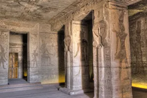 Abu Simel Prints: Square Pillars, Goddess Hathor head, Temple of Hathor and Nefertari