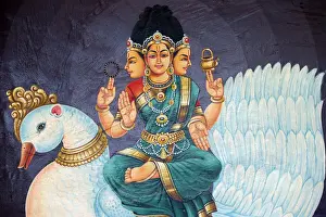 Singapore Prints: Sri Bramhi, Hindu deity, Sri Mariamman Hindu temple, Singapore, Southeast Asia, Asia