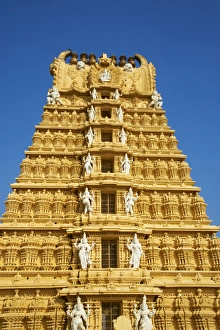 Mysore Prints: Sri Chamundeswari temple, Chamundi Hill, Mysore, Karnataka, India, Asia