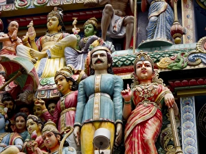 Hindu Temple Prints: Sri Mariamman Hindu Temple exterior detail, Singapore, Southeast Asia, Asia