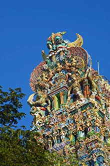 Multi Coloured Prints: Sri Meenakshi temple, Madurai, Tamil Nadu, India, Asia