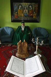 Images Dated 18th June 2007: S.S. Haxhi Dede Reshat Bardhi sitting in the Tirana Bektachi HQ, Tirana, Albania, Europe