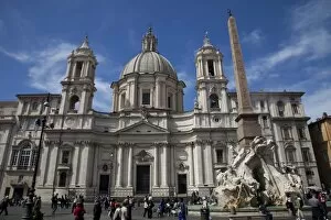 Images Dated 1st April 2011: St. Agnese in Agone church and the Fountain of the Four Rivers, Piazza Navona