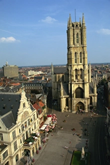 Ghent Prints: St. Baafskathedraal dating from the 15th century, Ghent, Belgium, Europe