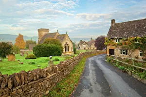 Traditionally English Gallery: St. Barnabas church and Cotswold village in autumn, Snowshill, Cotswolds, Gloucestershire