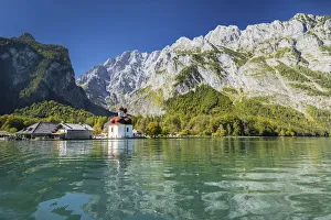 Typically German Prints: St. Bartholomew, Lake Koenigssee, Watzmann Mountain, Berchtesgadener Land, Berchtesgaden